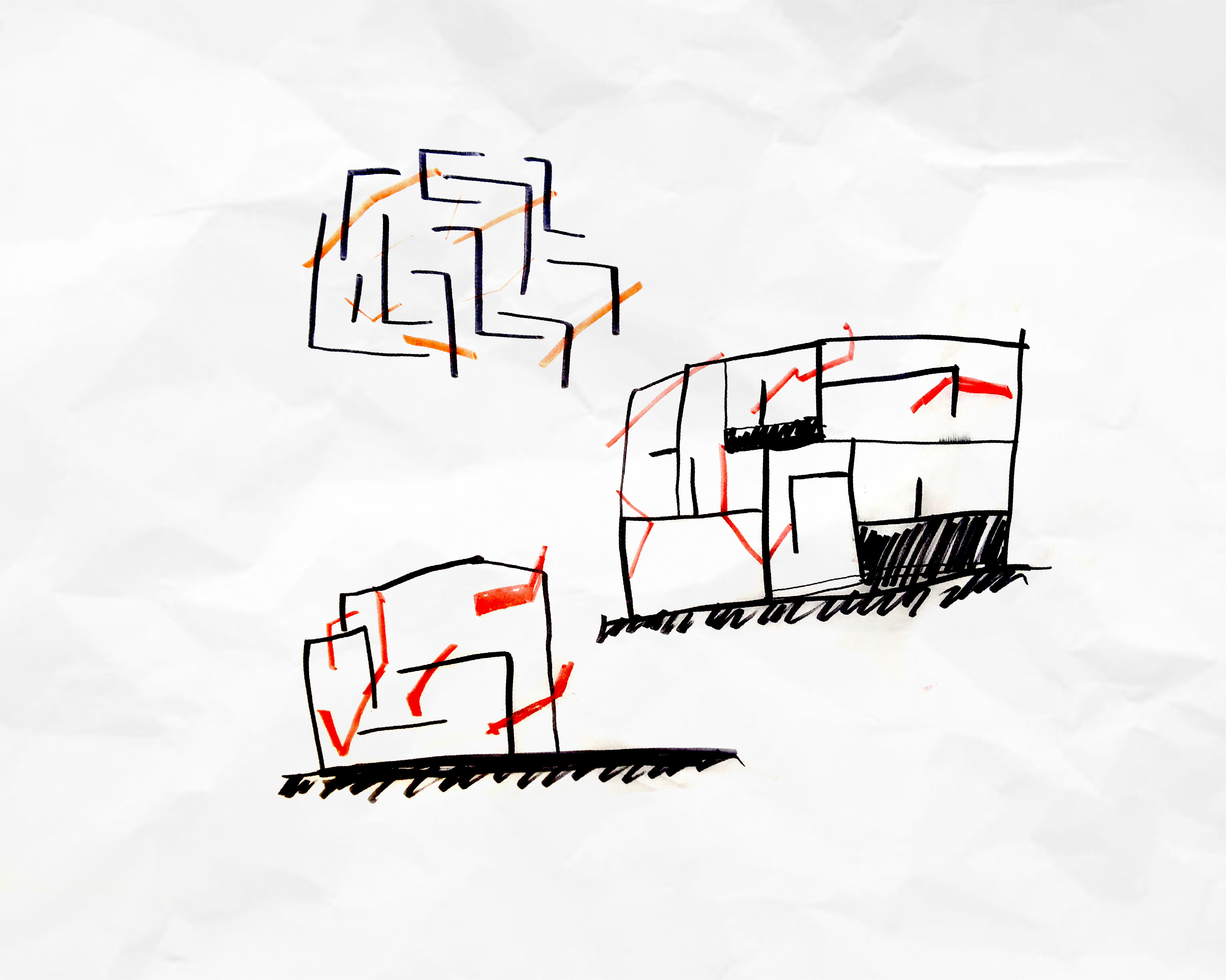 Concept Sketch 1, Marker on Trace Paper